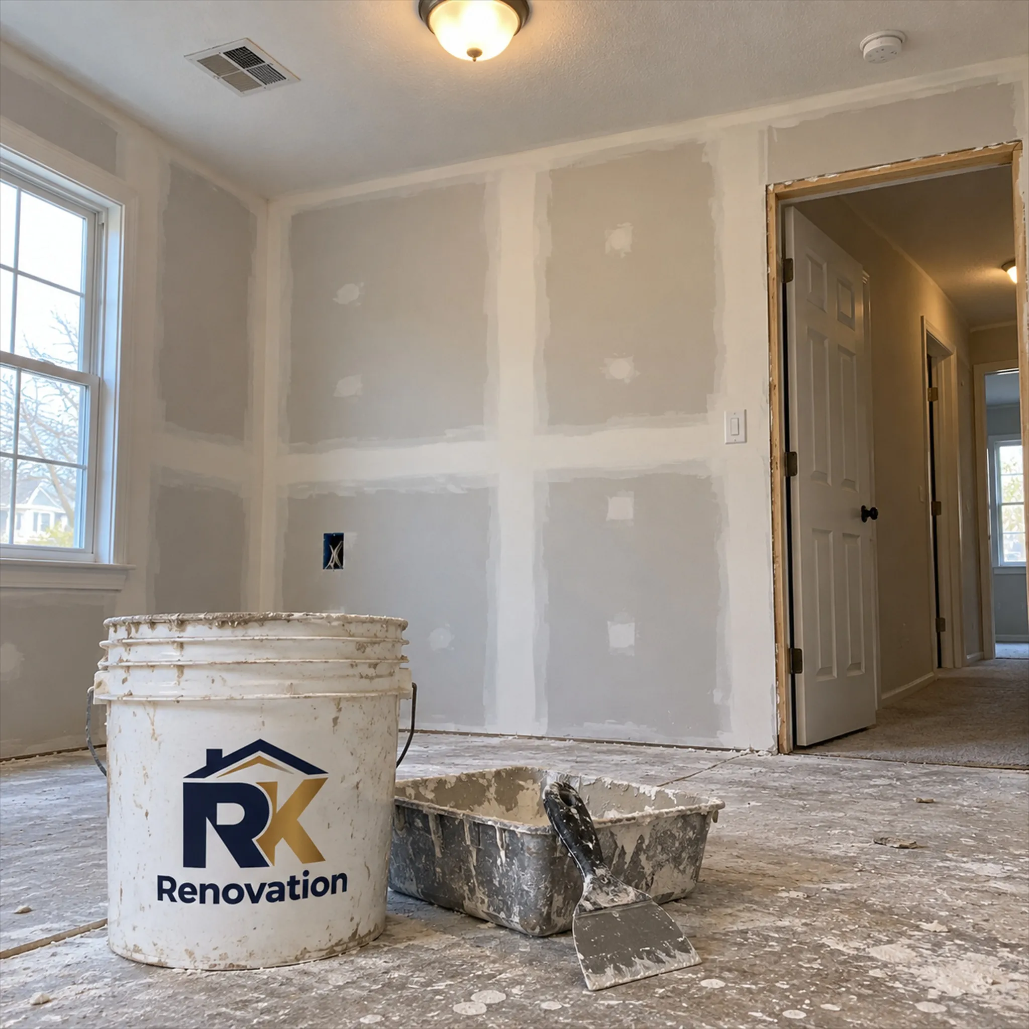 Drywall Installation and Repair completed by RK Renovation for a Triangle homeowner