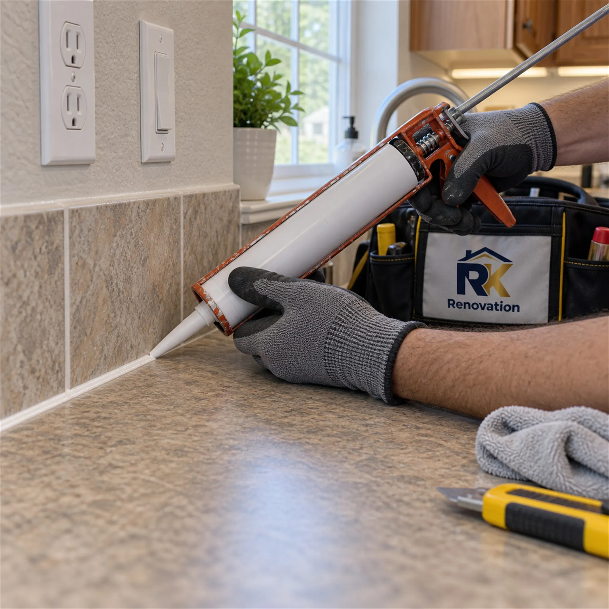 Close detail of handyman services work in progress