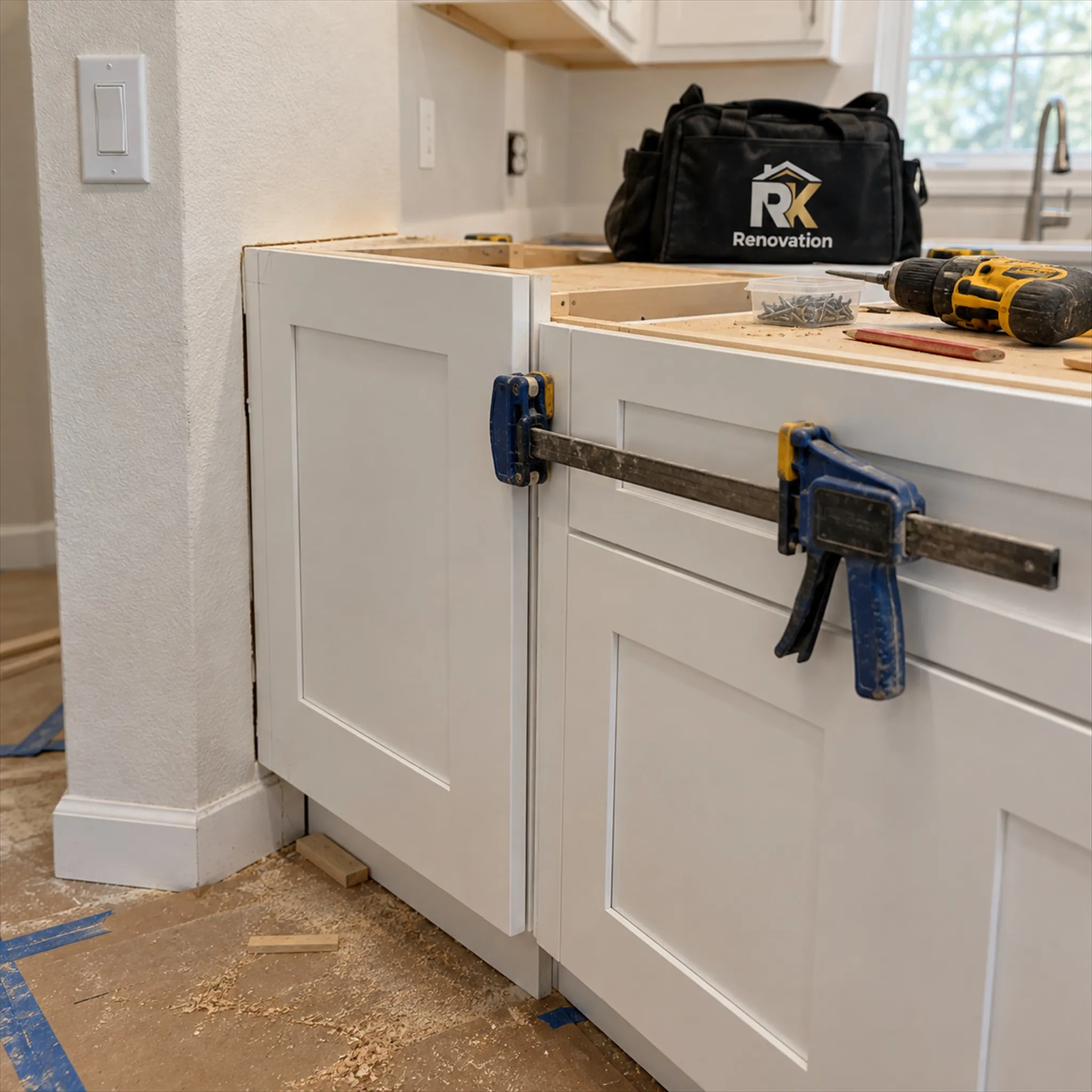 Close detail of kitchen remodeling work in progress