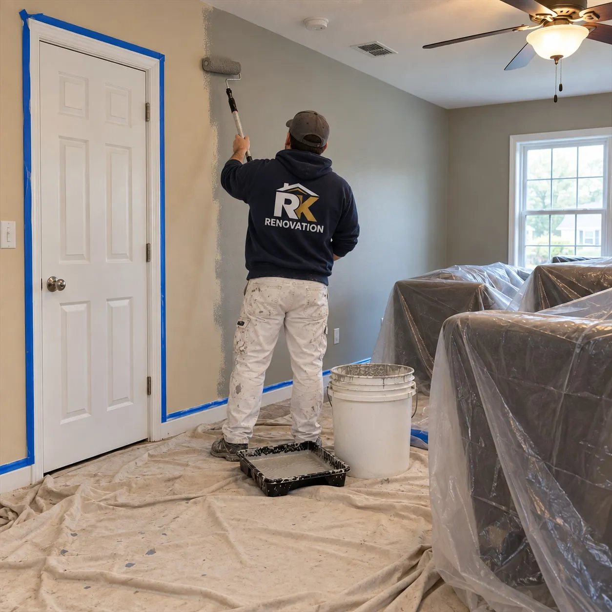 Interior and Exterior Painting completed by RK Renovation for a Durham, NC homeowner