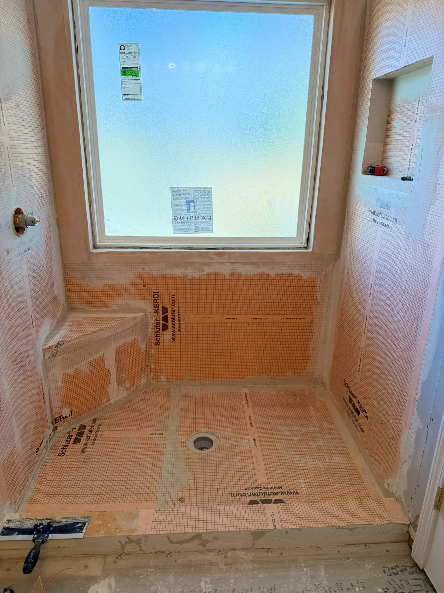 Close detail of bathroom remodeling work in progress