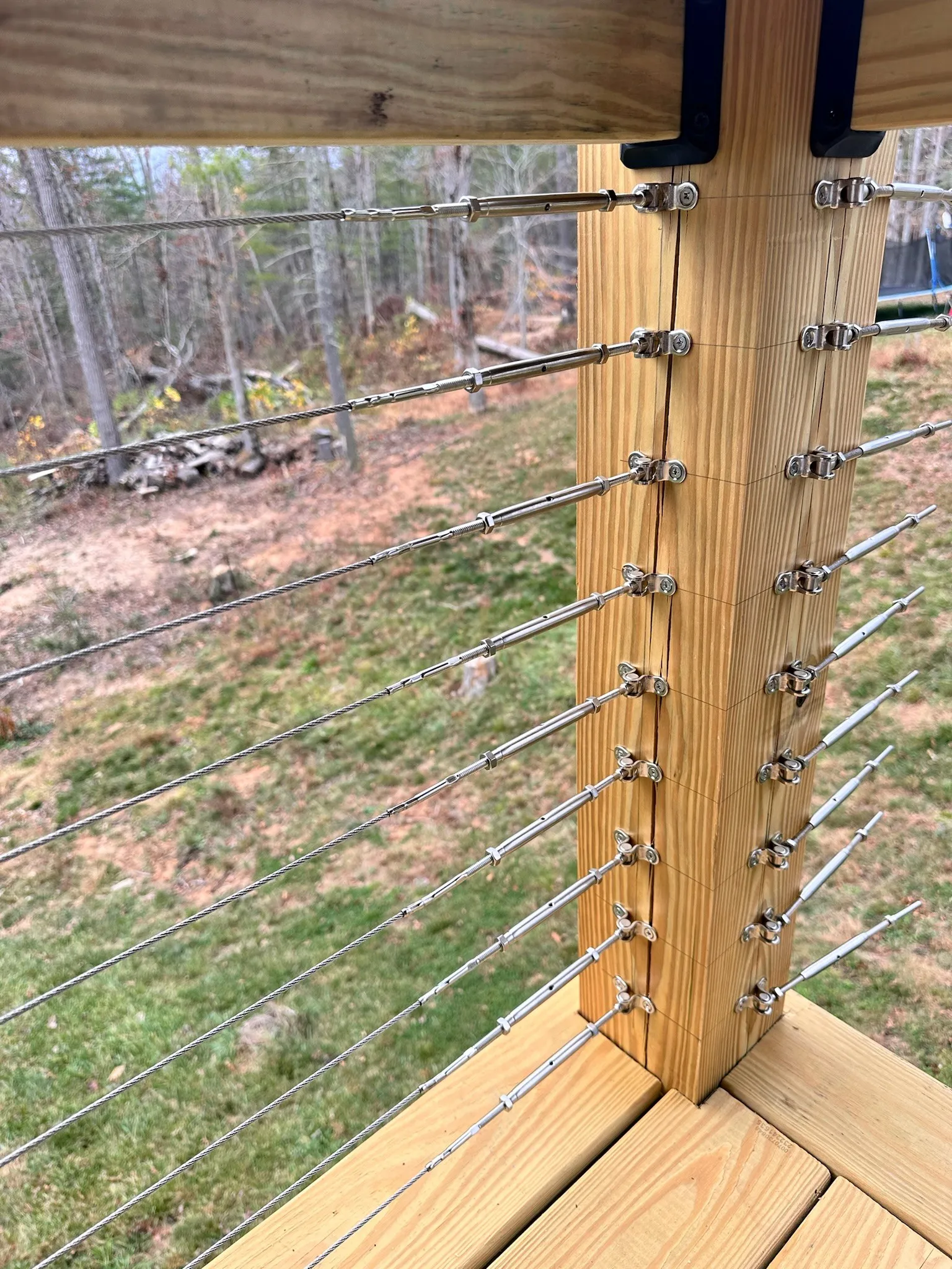 Close detail of deck and porch construction work in progress