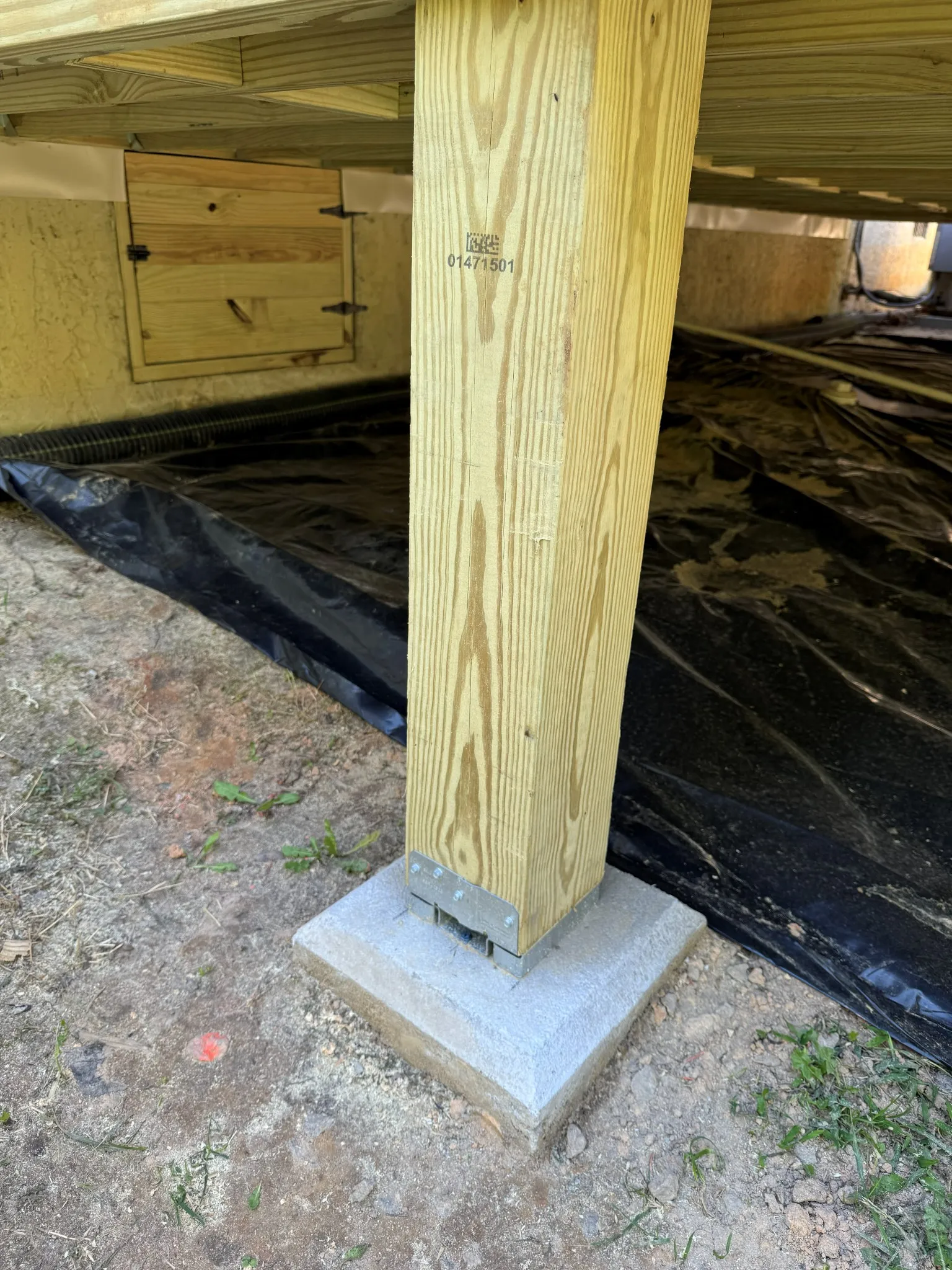 Close detail of deck and porch construction on a Chapel Hill project
