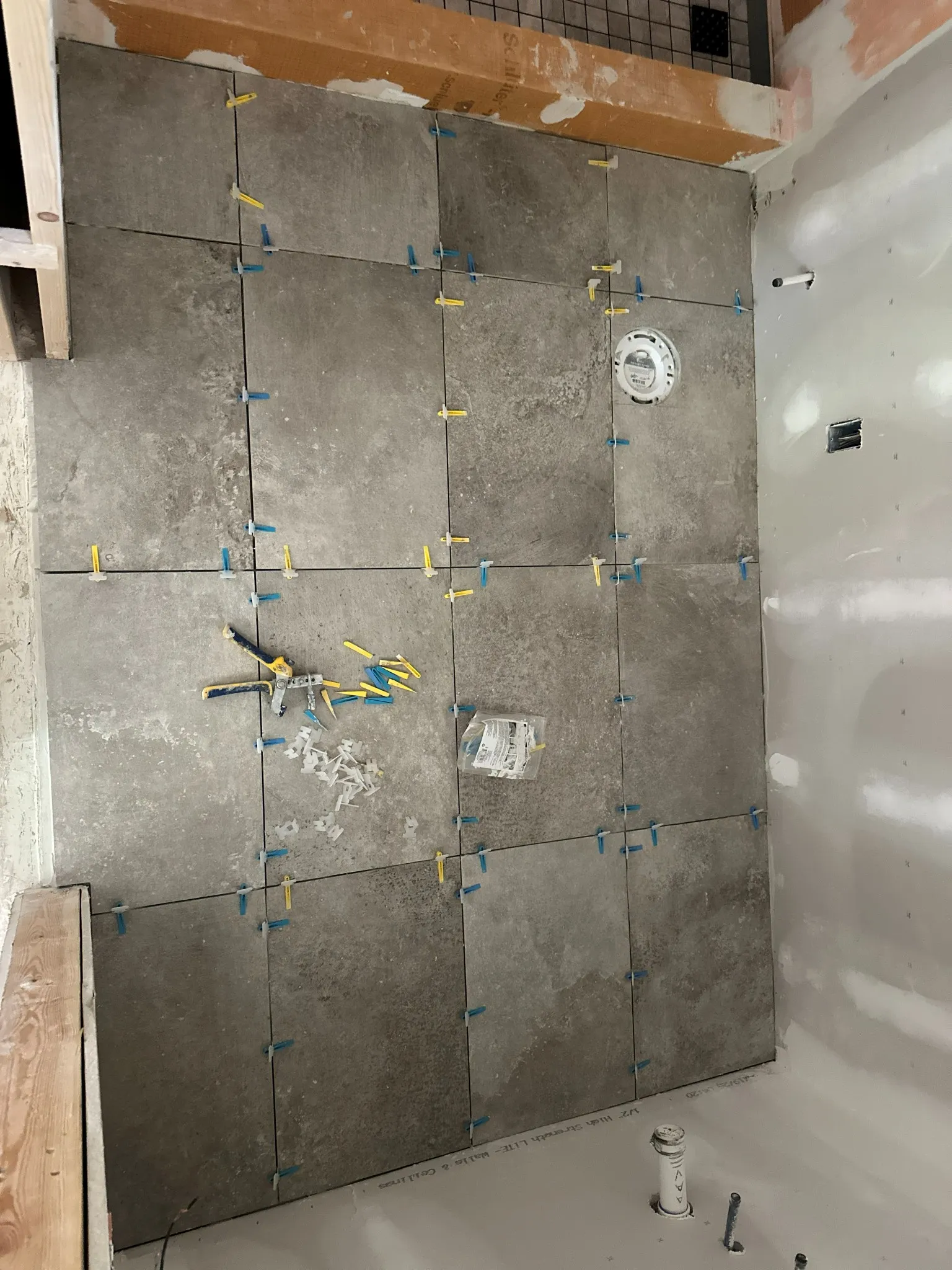 Close detail of tile installation on a Cary project